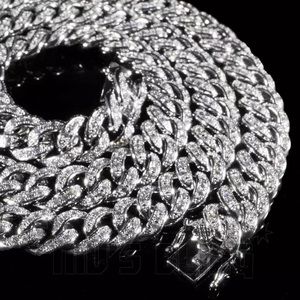 18K  PREMIUM White Gold Plate Iced Out Cuban Chain